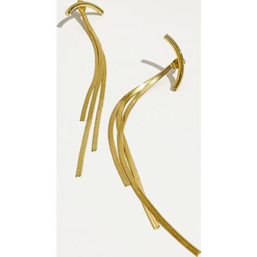 PerisBox Bar Long Thread Tassel Earrings Glossy Arc Geometric Earrings for Women Gold Silver Color Statement Earrings 2019 New