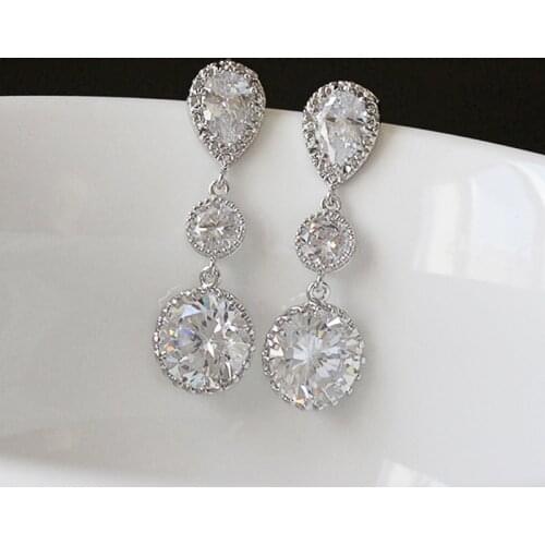 Huitan Romantic Wedding Dangle Earrings for Women High-quality Silver Color CZ Earrings Fashion Luxury New Jewelry Drop Shipping