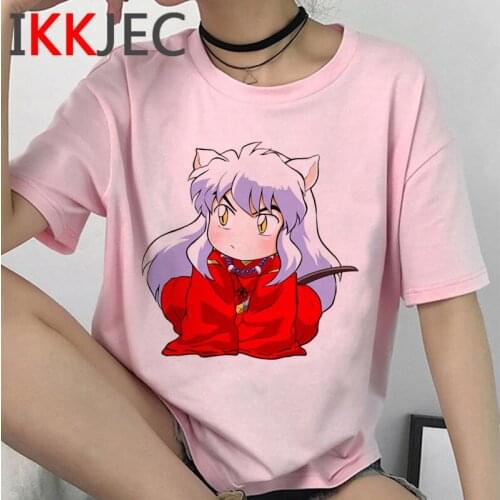 Inuyasha summer top men tumblr japanese 2021 aesthetic couple t-shirt summer top kawaii