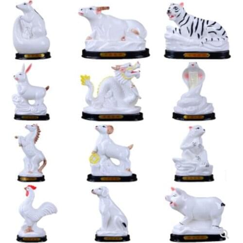 Zodiac ceramic dog furnishing table top big sheep rat ox tiger rabbit dragon snake horse monkey rooster pig geomanti home statue