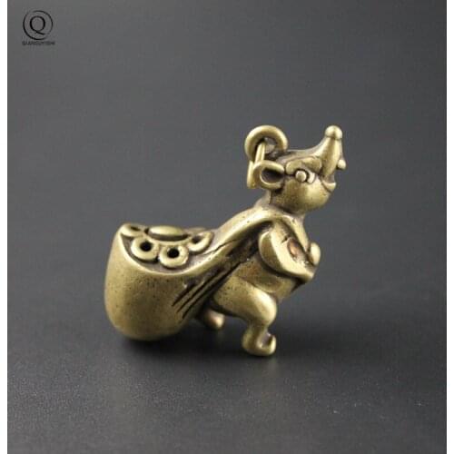 Classic Copper Lucky Money Rat Cell Phone Decor Hanging Adorn Phone Straps Keychains Bag Accessories Beauty Charms Gift Artwork