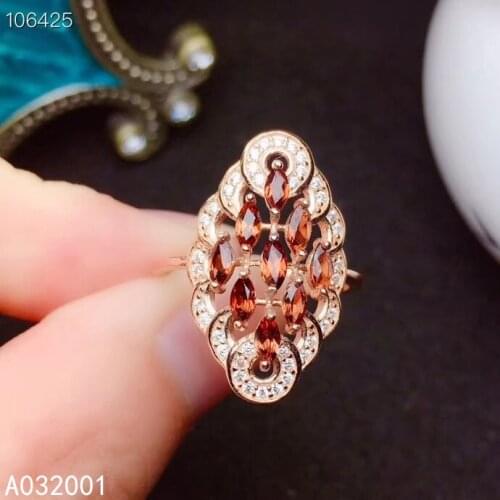 KJJEAXCMY fine jewelry natural garnet 925 sterling silver adjustable gemstone women ring support test popular trendy