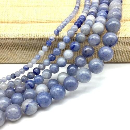 Natural Blue Aventurine Stone Round Beads Round Spacer Loose 6mm, 8mm 10mm 12mm DIY Jewelry Making 37-39cm/srting Ball Beads