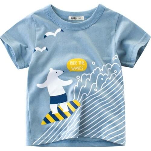 Summer Toddler Boy Cartoon Bear T-Shirts Kids Clothes Baby Girl Cotton Printed T-Shirt Teenage Tees Boutique Outfits Infant Tops