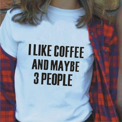 I LIKE coffeez letter printing T-shirt new black white pink short-sleeved tees casual Harajuku plus size T shirts camiseta mujer