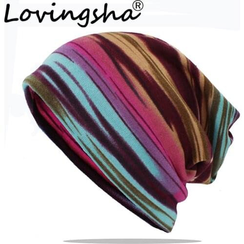 LOVINGSHA Fashion Multifunction Women Winter Autumn Hat Teenager Adult Thin Girl Skullies Beanies Men Scarf Vintage Cap HT180