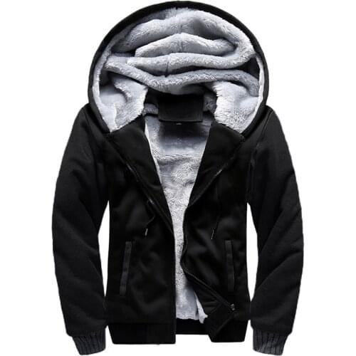 Men Hoodie Jacket Coat Winter Fleece Thick Warm Sweatshirts Long Sleeve Plus Large Size