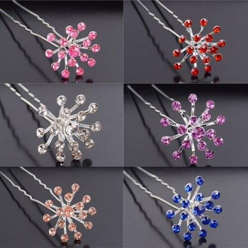 Bride Hair Accessories Rhinestone Flower Crystal Hairpins Retro Pave Hair Clip Hair Jewelry For Women Wedding Party Hair Pins