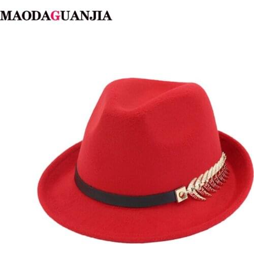 New Wool Women Men Fedora Hat For Winter Autumn Elegant Lady Gangster Trilby Felt Homburg Church Jazz Hat High quality fabric