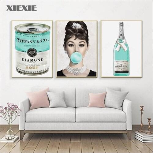 Breakfast At Tiffanys Posters and Prints Nordic Poster Audrey Hepburn Wall Art Canvas Painting Fashion Wall Pictures Room Decor