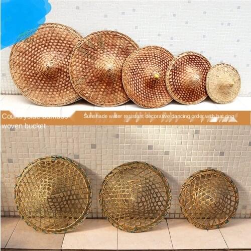 2 pcs Bamboo Weaving Hats Hat Red Army Hats Farm Happy Decoration Hats Sun Hat photography accessories capa impermeable parasol