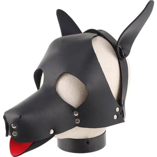 Cute Sexual Toy Adult Games Harness Dog Mask Bdsm Bondage Leather Hood Mask for Women Couples Petplay Roleplay Bed Restraints