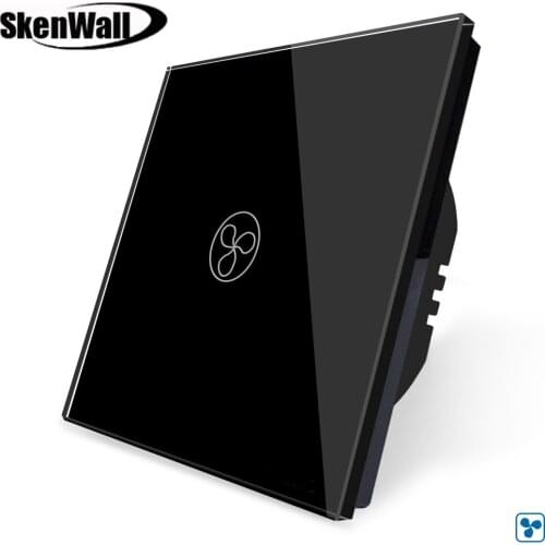 EU Standard Smart Home 1 Gang Luxury Crystal Glass Panel Fan speed Touch Screen Switch 1 2 3Gang 1 Way Touch Lamp Switch