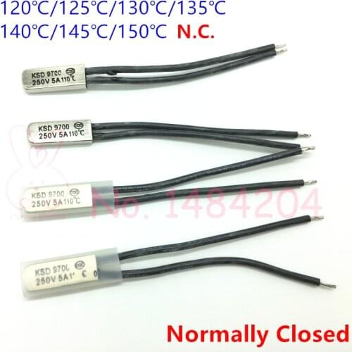 Thermal Protector KSD9700 120 125 130 135 140 145 150 Degree Temperature Switch 250V5A Normally Closed Thermostat N.C. 5 PCS