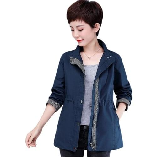 Middle-aged Women Trench Coat New Spring Autumn Coat Cotton Short High-quality Windbreaker Female Plus Size 5XL Women Overcoat