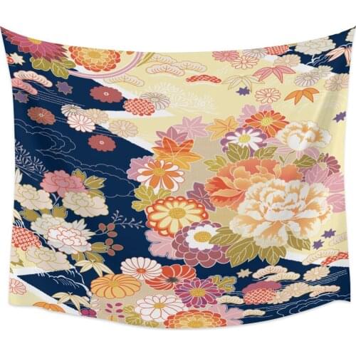 Japanese Pattern Flower Art Wall Tapestry Home Wall Decor Tapestry Cover Beach Towel Picnic Mat Yoga Mat