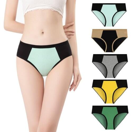 M-5XL Large Size Ladies Color Matching Sexy Briefs Contrast Color Pure Cotton Buttocks Stitching Colorful Hot New Fashion thongs