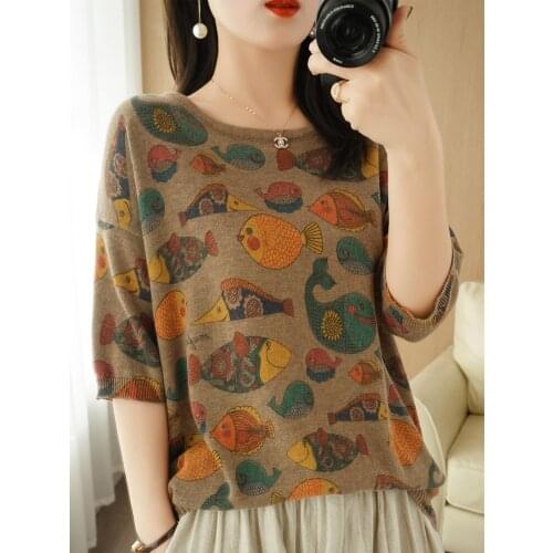 Pullover women 2021 spring round neck cotton sweater short sleeve women casual tops plus size womens clothes slim knit sweater