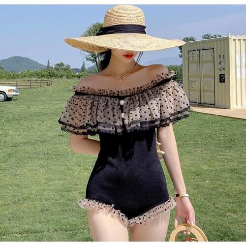 Plus Size Swimsuit Suits For Women 2020 One Piece 2021 New Hot Bathing Female Falbala Lovely Korean Ins Summer Suit Print