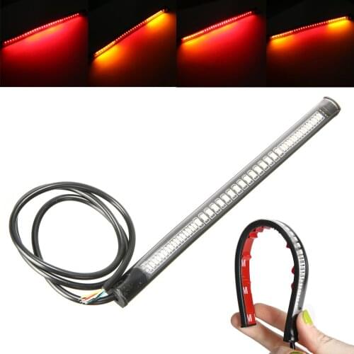 1PC 16W 32LED Motorcycle Light Integrated Red Tail Brake Stop Amber Turn Signal Lamp Strip Bar For DC12V ATV Moped Scooter