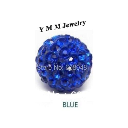 10mm European Findings Charm Beads Disco Ball Fit Bracelet DIY Blue 24Pcs