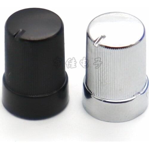 10 Piece 10 * 14MM electroplated plastic black silver knob inner hole 6mm potentiometer power amplifier volume adjustment knob