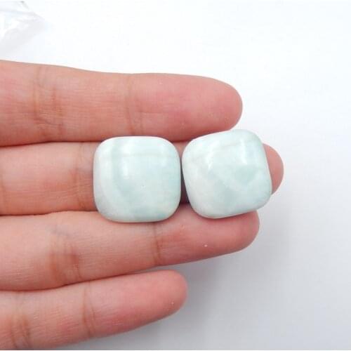 2 PCS Of Natural Larimar Pendant Necklace Cabochons,Jewelry accessories,18x18x4mm，5.5g