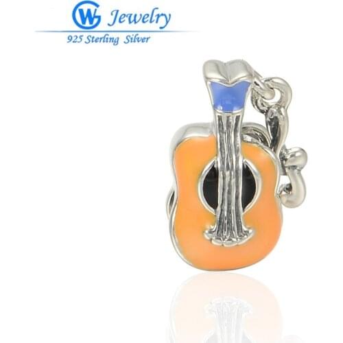 2pcs/lot Music Jewelry 925 Sterling Silver Enamel Charms Fits Bracelet 925 Charm For Men & Women GW Fashion Jewelry D107H15