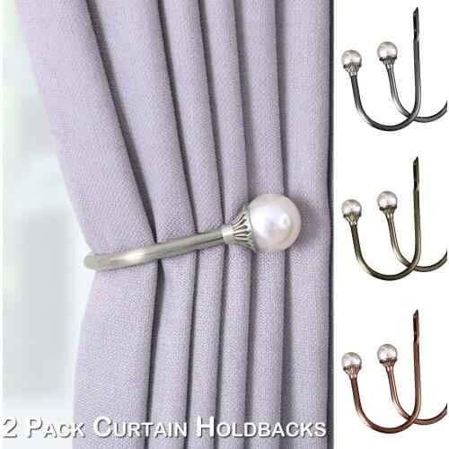 3 Colors Fashion Holdback Window Ornament Treatment Hooks Tiebacks Wall Mounted Metal Pearl Curtain Decoration Accessories D30