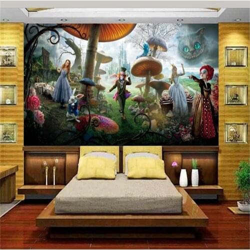 Custom size 3d photo wallpaper living room kids mural Alice in Wonderland 3d painting background non-woven wallpaper for wall 3d