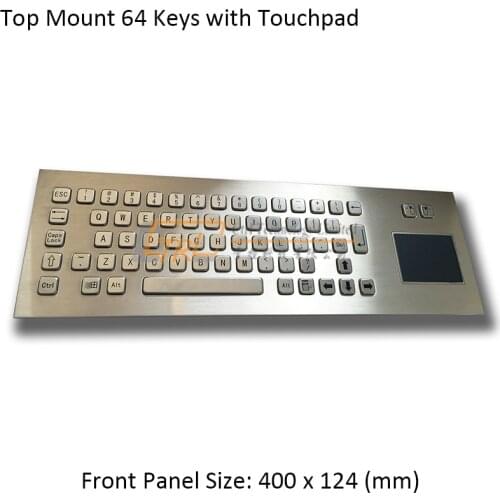 64 keys Top Panel Mount stainless keyboard with touchpad, metallic trackpad keyboard, kiosk keyboard with touchpad