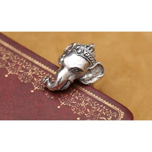 925 Sterling Silver Lord Hindu Ganesha Ring Men A3021