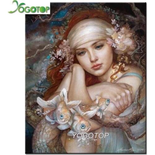 Diy diamond painting cross stitch kit fish abstract girl room Decor Figure mosaic woman 5D diamond embroidery sale YY1727
