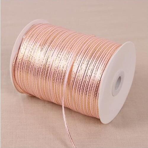 25Yards 1/8''(3mm) Pink Gold Edge Ribbon high quality grosgrain satin ribbons gift packaging ribbons Wedding Party Decoration