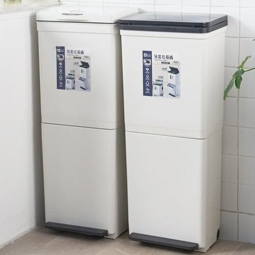 Large Professional Trash Can Classified Kitchen Waterproof Plastic Bucket Food Luxury Waste Bin Cubo Basura Home Products DG50WB