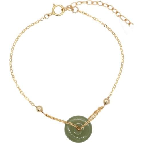 Natural Hetian Jade Doughnut Bracelet 925 Silver Fashion Jewelry Chalcedony Amulet Gifts for Women