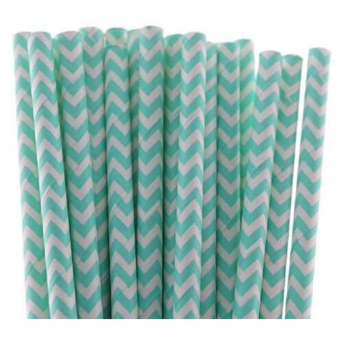 Free DHL $100 Free DHL Shipping Paper Straws, Chevron Paper Straws, Drinking Paper Straws Party Paper Straws AQUA 3252C 100pcs