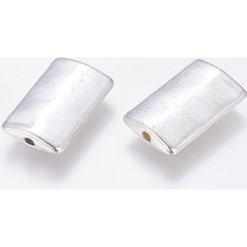20pcs Metal Alloy Beads Rectangle Spacer Beads for DIY Jewelry Bracelet Necklace Making Silver Color Retro Style 17x10.5x3.5mm
