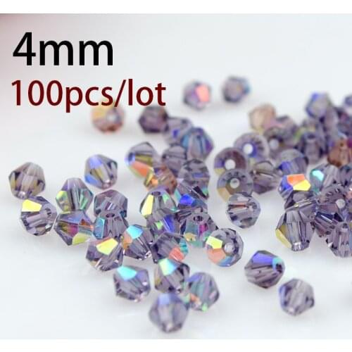 2017 New Arrival 100pcs 4MM Rhombus AB Color Glass Beads Transparent , DIY Handmade Beads for Jewelry Making