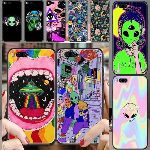 Alien Aesthetics Art Cartoon Phone case For Xiaomi Mi Max Note 3 A2 A3 8 9 9T 10 Lite Pro Ultra black art waterproof 3D prime