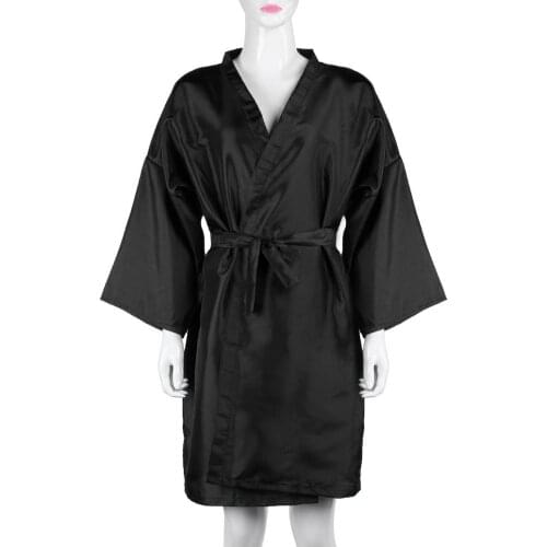 Hairdressing Kimono Gown Hair Shampoo Clothes Hairdresser Overalls Waterproof Beauty Salon Barber SPA Guest Bathrobe Gown Black