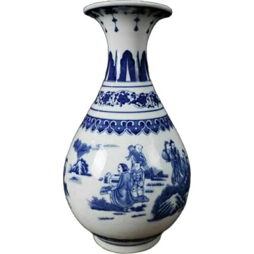 China Old porcelain Blue and white porcelain figure painting vase