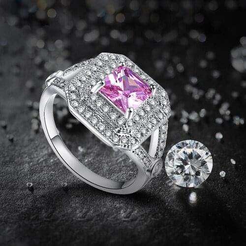 Lingmei Wholesale New Arrival Wedding Band Engagement PrincessZircon White GoldFashion Ring Size 6-9 10 Jewelry