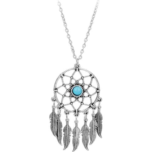 Dreamcatcher Mandala Lotus Necklace Beads Feather Dream Catcher Jewelry Women Charm Pendant Choker