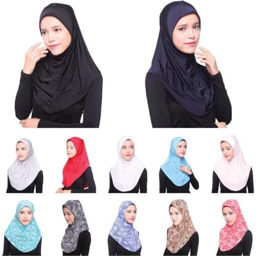 Richkeda Store New 2021 Muslim Hijab Islamic Jersey Turban Women Black Ninja Underscarf Caps Instant Head Scarf Full Cover Inner