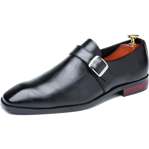 Men Dress Shoes Designer Business Office Buckle Loafers Casual Oxfords Shoes Mens Flat Party Leather Shoes