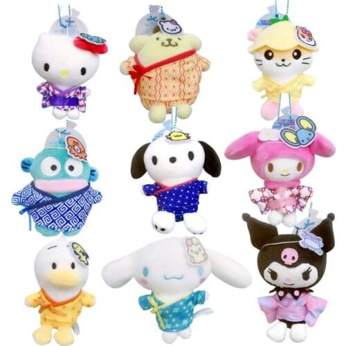 My Melody Hello Kitty Cinnamoroll 13Cm Cartoon Charmmykitty Soft Stuffed Plush Keychain Pompom Purin Kuromi Dolls Kids Toy