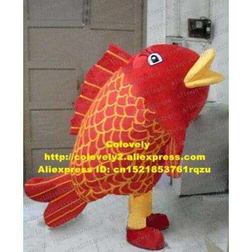 Fancy Red Common Carp Cyprinoid Fancy Carp Koi Qoi Fish Coi Carp Japanese Mascot Costume Cartoon Character Mascotte Adult ZZ297
