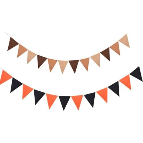 New 4M 12 Flags Brwon Black Orange flags Halloween Banners Pennant Baby Shower Bunting Flag Birthday Christmas Party Decoration