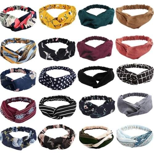 Fashion Summer Bohemian Hair Bands Cross Print Headbands Turban Bandage Bandanas Women Girls HairBands Hair Accessories